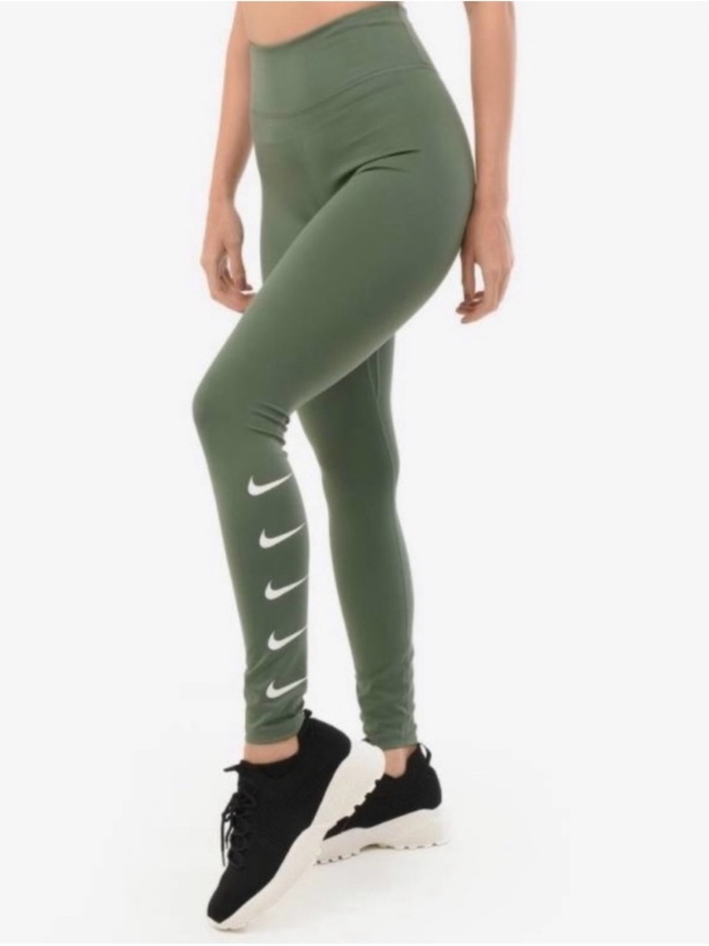 Nike Green Reflective Leggings with White Swoosh Stack